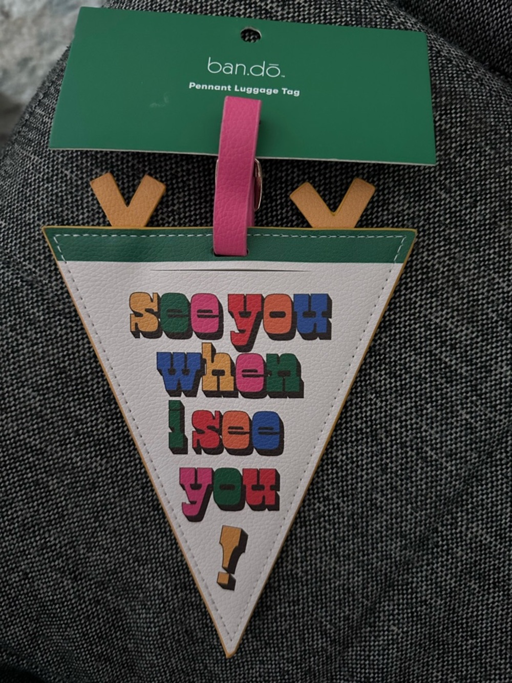 banter.do Pink & Multicolor Pennant Luggage Tag NEW with tags
